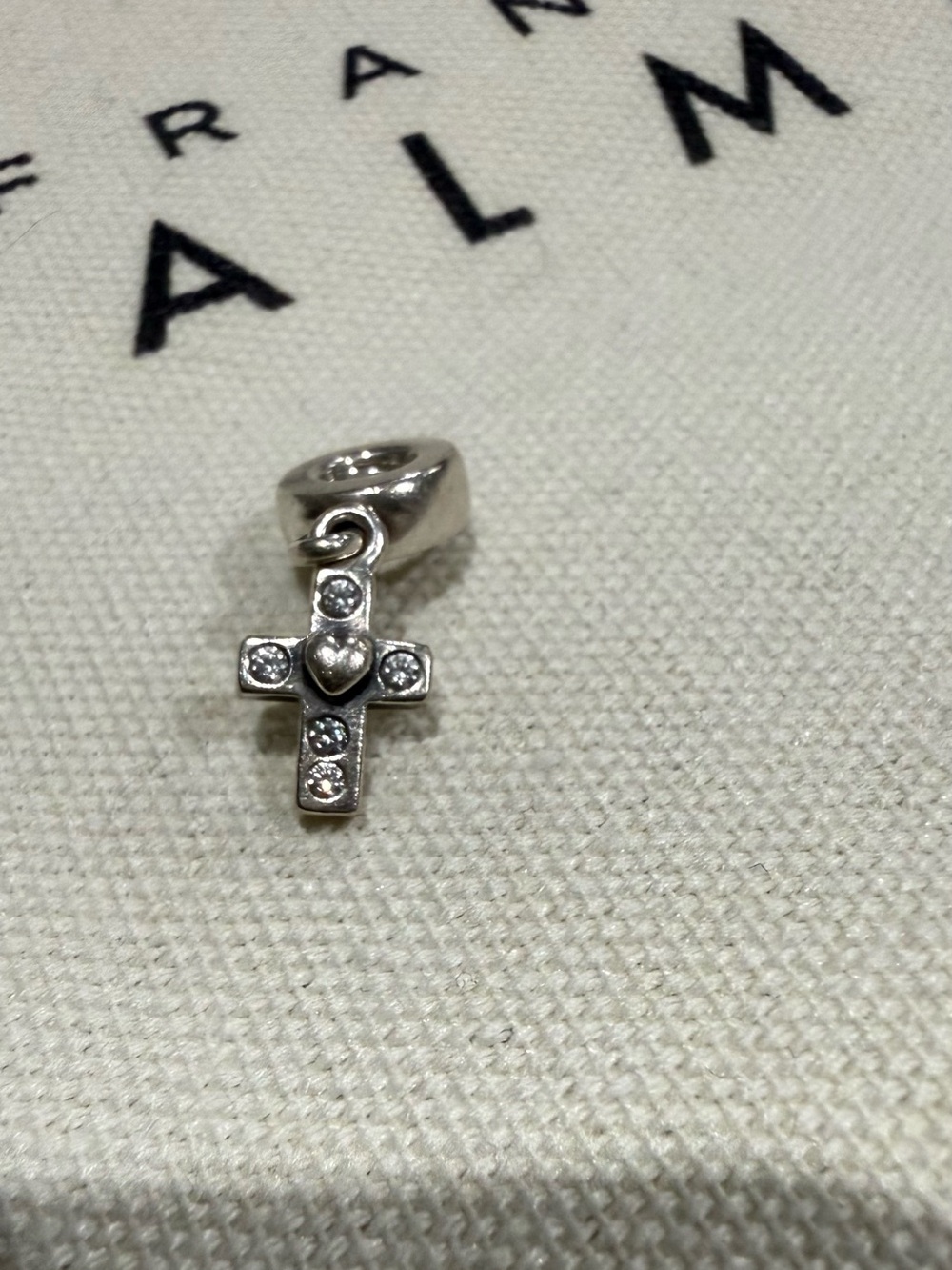 Authentic Pandora ALE 925 Sterling Silver CZ Cross Dangle Charm